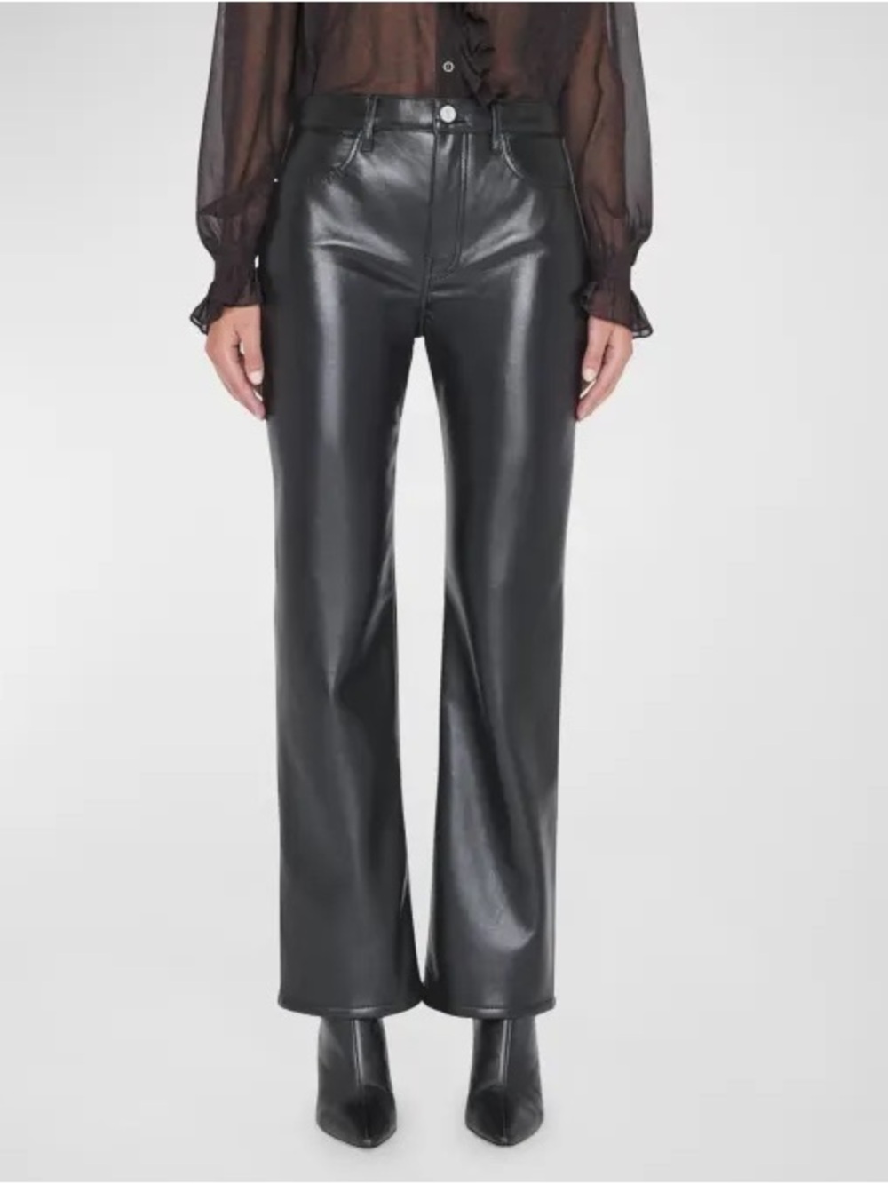 Frame Recycled Leather Blend Le Jane Pant Size 26 Black (Sample)